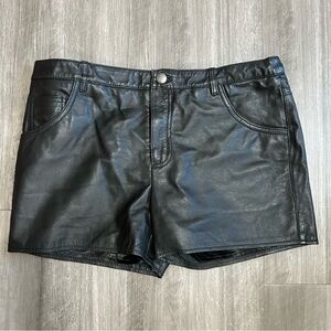 High-Waist Black Faux Leather Women's Shorts